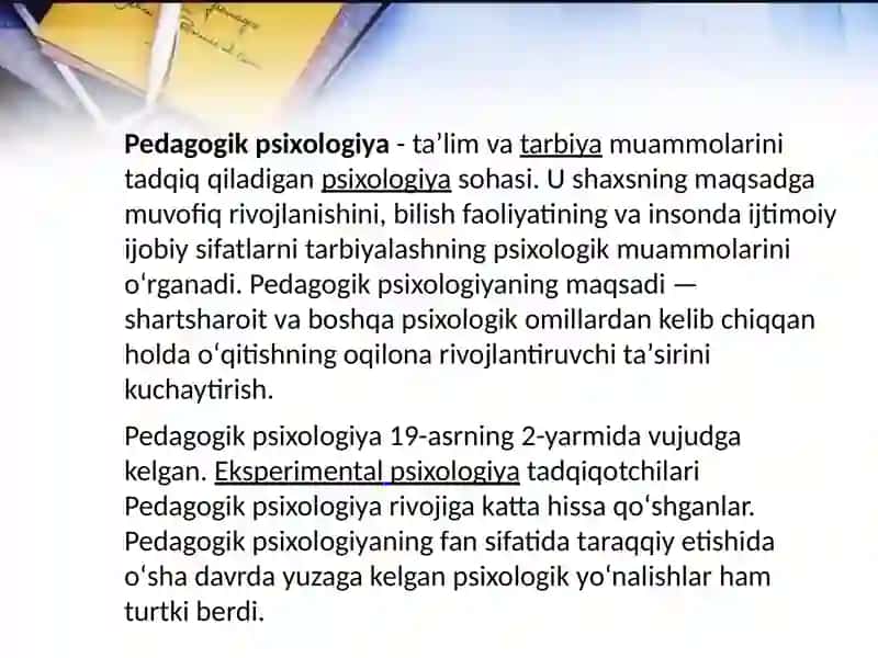 Pedagogik psixologiya fanining yuzaga kelish tarixi 3