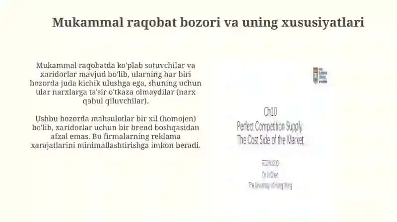 Mukammal raqobatli bozorda foydani maksimallashtirish va uzoq muddatli ishlab chiqarish qarorlari 3
