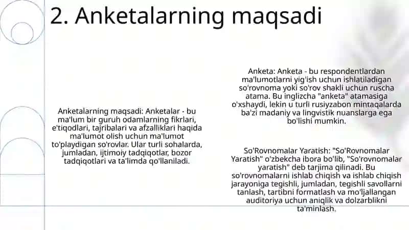 Anketa So'Rovnomalar Yaratish 3