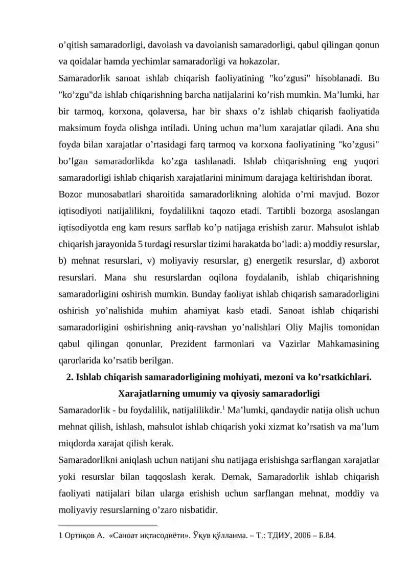 Ishlab chiqarish samaradorligi tahlili 3