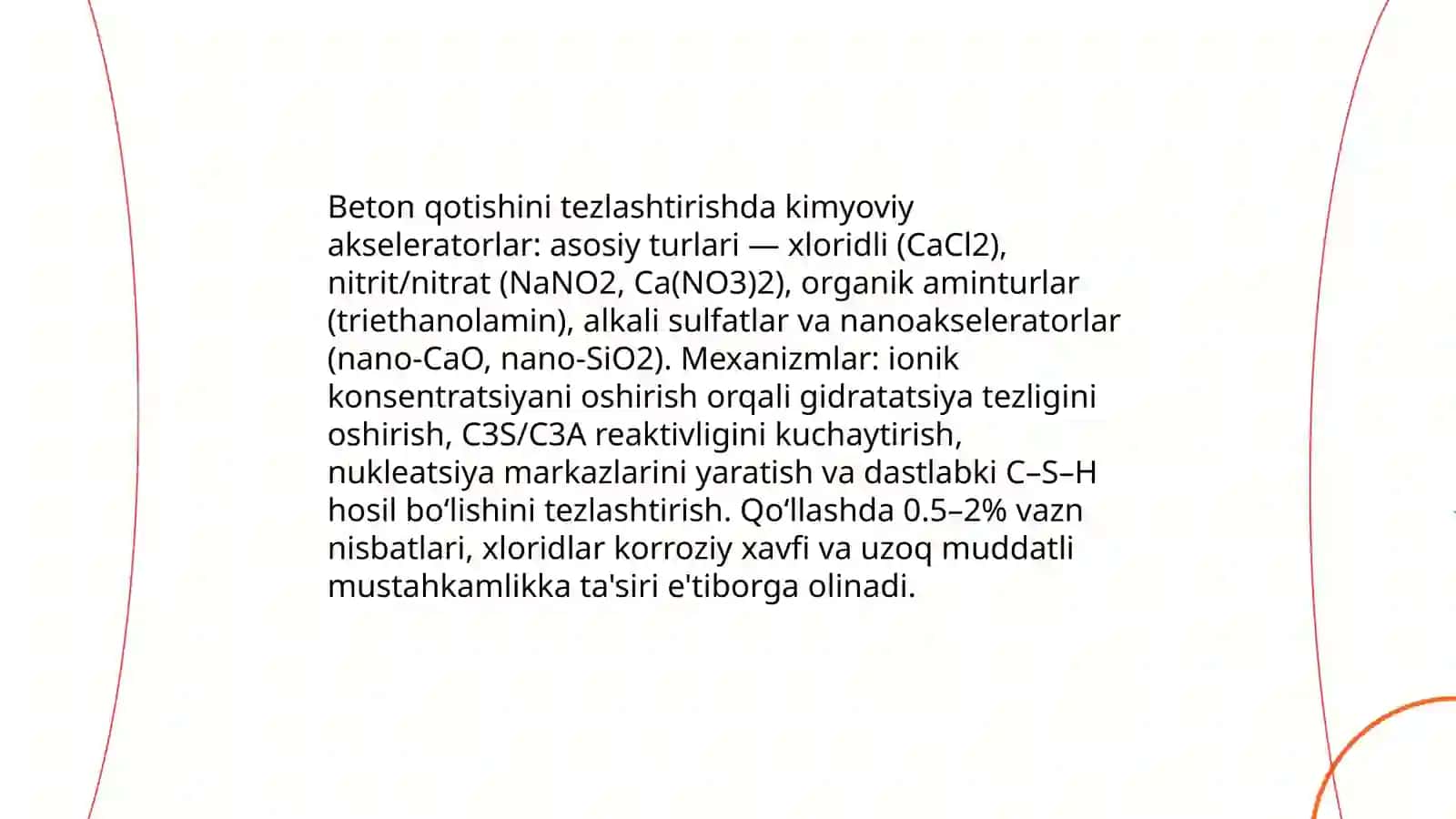 Beton qotishini tezlashtirishda kimyoviy usullarni qo’llash, quyosh va noananaviy usullardan foydalanish istiqbollari 3