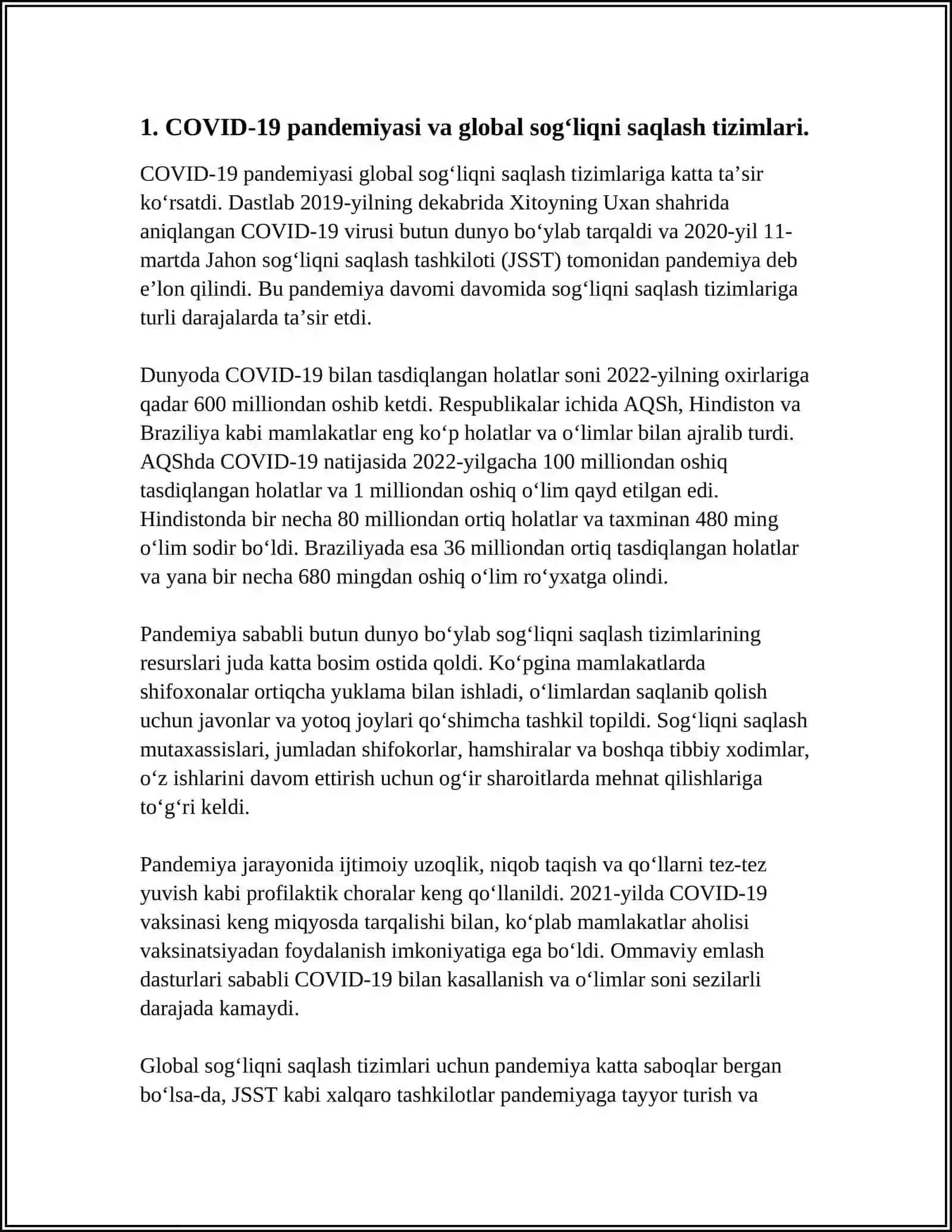 PANDEMIYA 21 ASR GLOBAL MUOMMOSI VA UNING OQIBATLARI 3