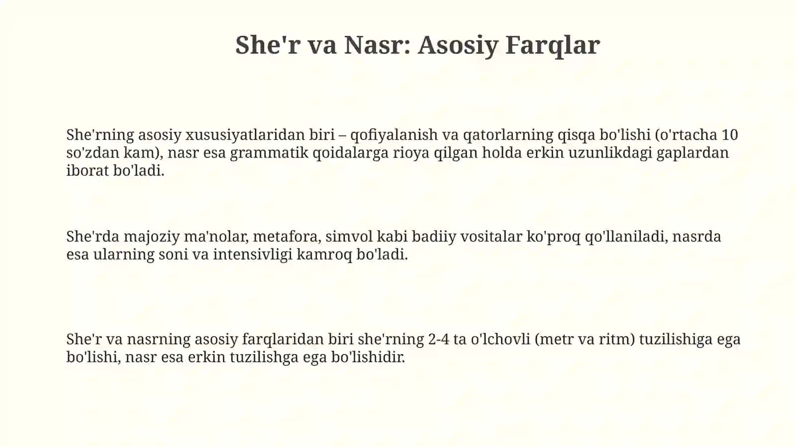 She'r va Nasr Misollarining Taqqoslash 3