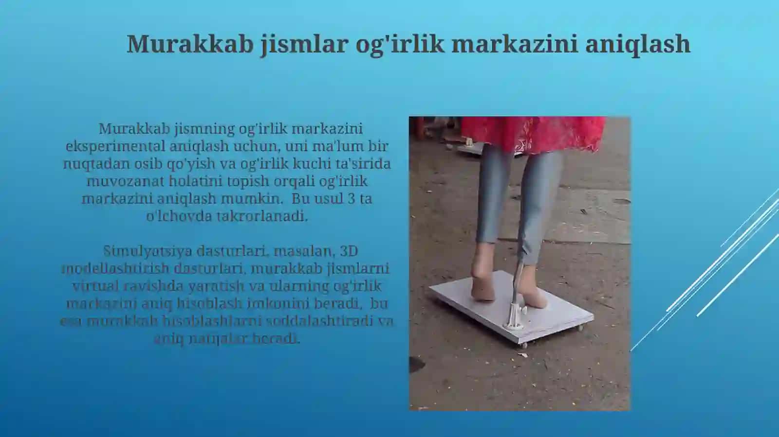 Murakkab jismlar og'irlik markazini aniqlash 3
