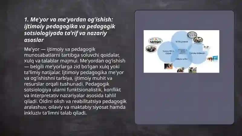 Me'yor va me'yordan og'ishish: ijtimoiy pedagogika va pedagogik sotsiologiyada ta'rif va nazariy asoslar 3