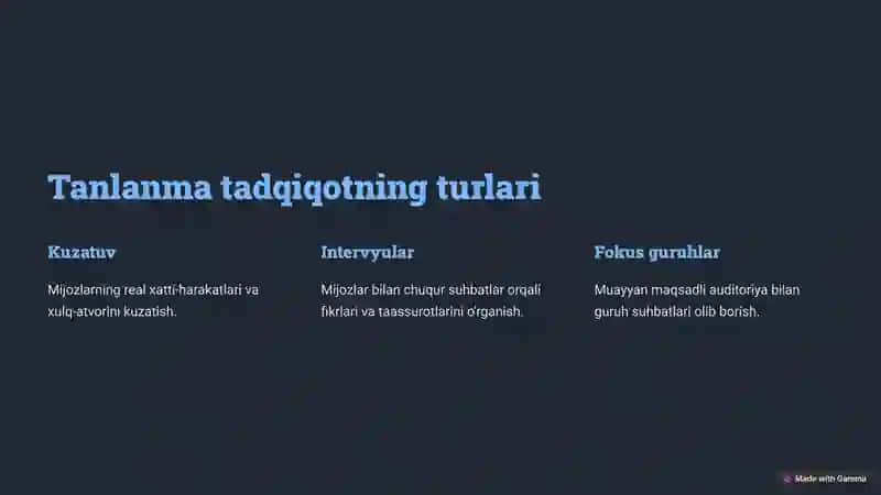 Tanlanma tadqiqot: rejalashtirish va o'tkazish 3