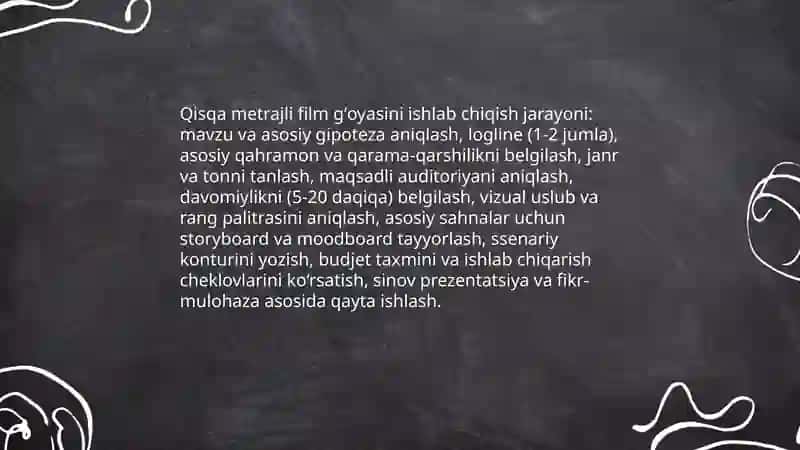 Qisqa metrajli vizual mediamahsulotlar yaratish 3
