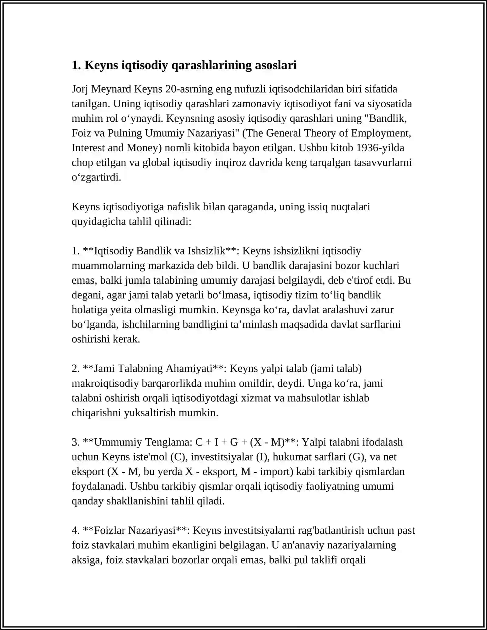 KEYNS G'OYALARI SARMOYAGA QANDAY TASIR KO'RSATADI? 3