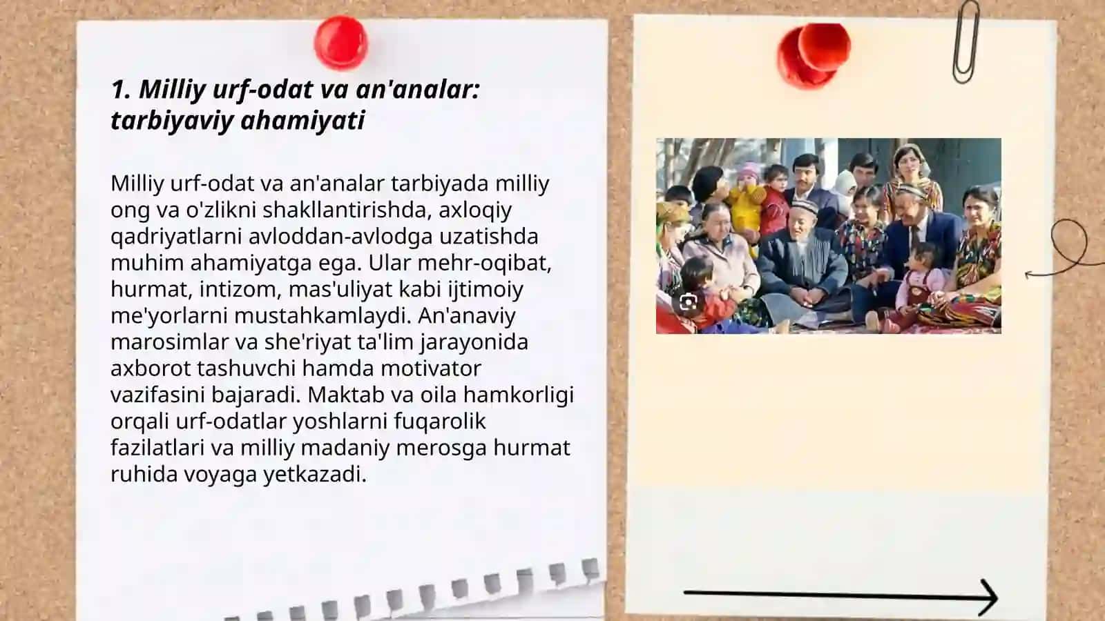 Tarbiya fanidan Milliy urf odat, qadriyat va ananalar tarbiya asosi mavzusida 3