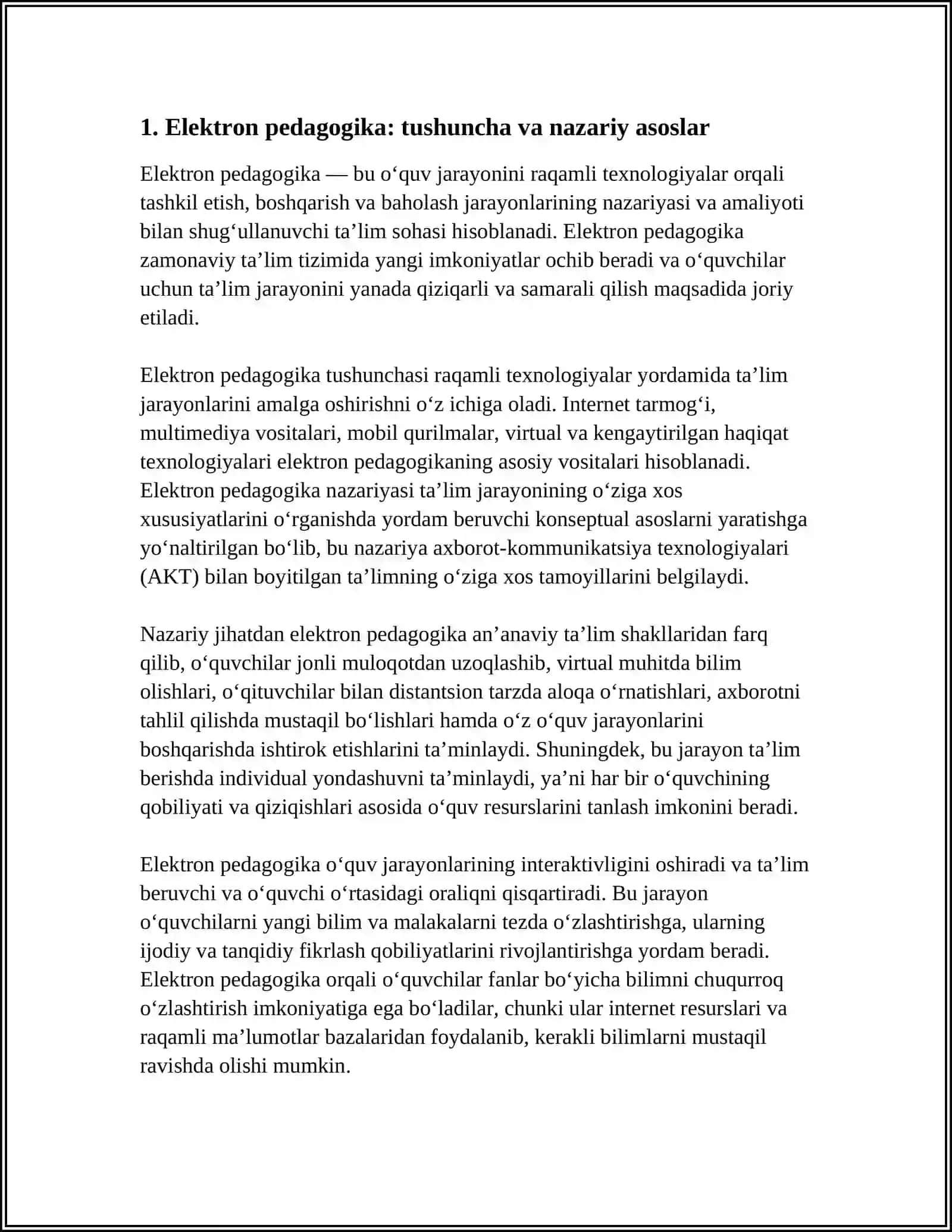 ELEKTRON PEDOGOGIKA VA UNING UZIGA XOS XUSUSIYATLARI 3