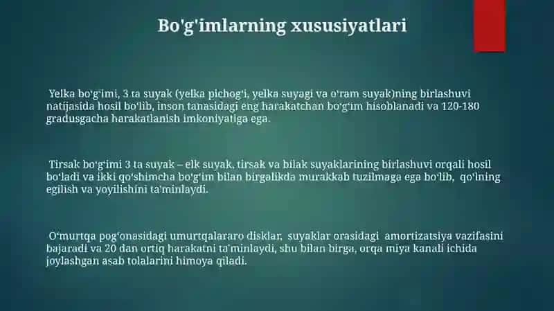 Suyaklarni tuzilishi va bòģim turlari 3