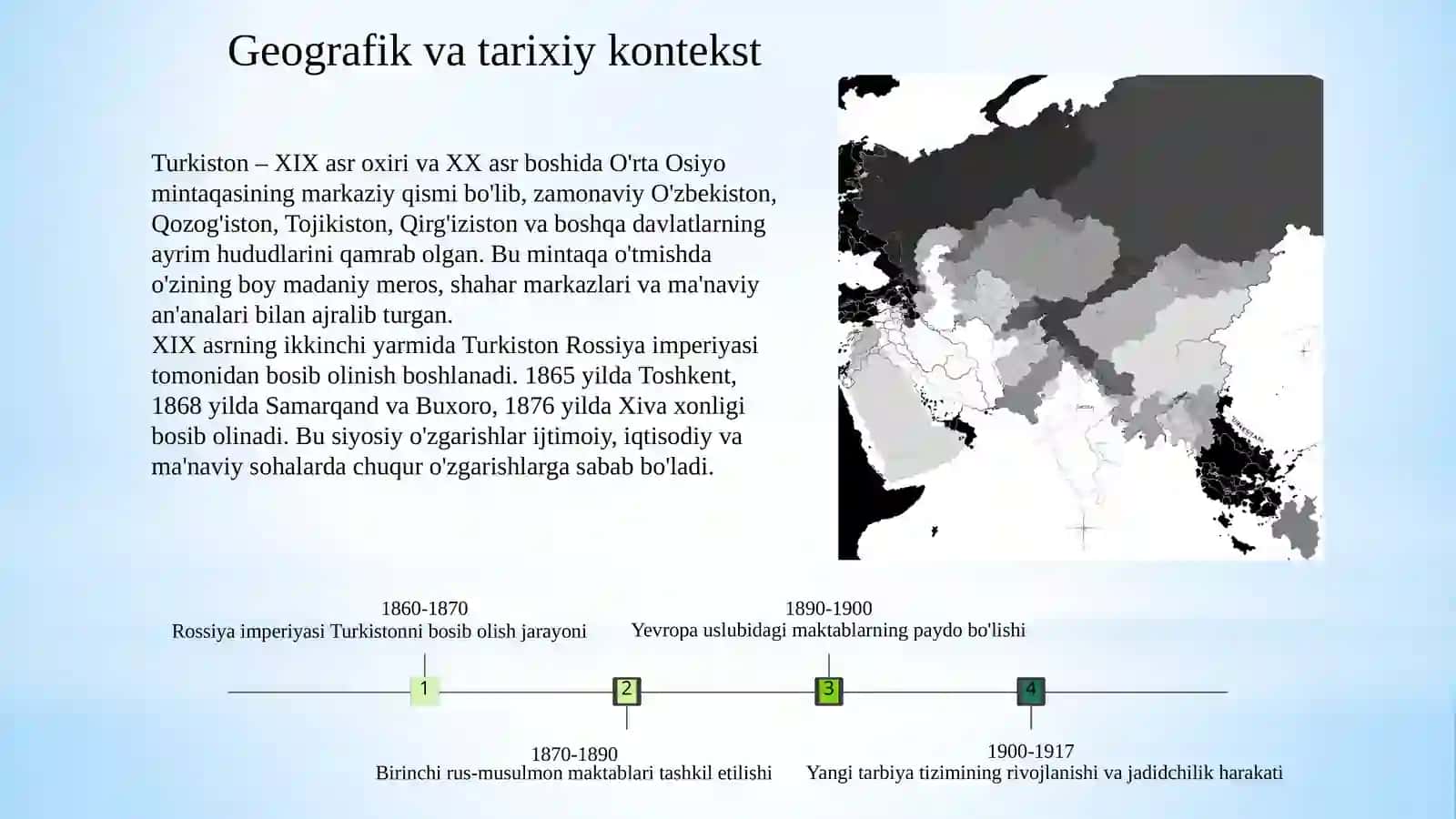 XIX asrning 2-yarmi – XX asr boshida Turkiston o‘lkasida tarbiya, maktab va pedagogik fikrlar 3