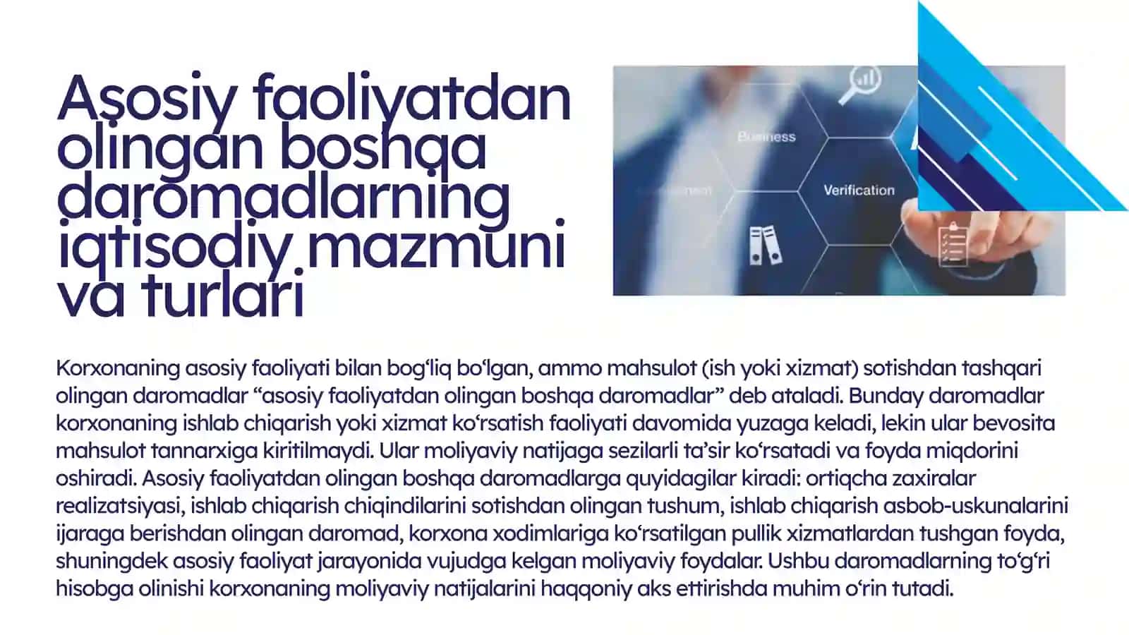 Аsоsiу fаоliуаtdаn оlingаn bоshqа dаrоmаdlаrni tekshirish 3