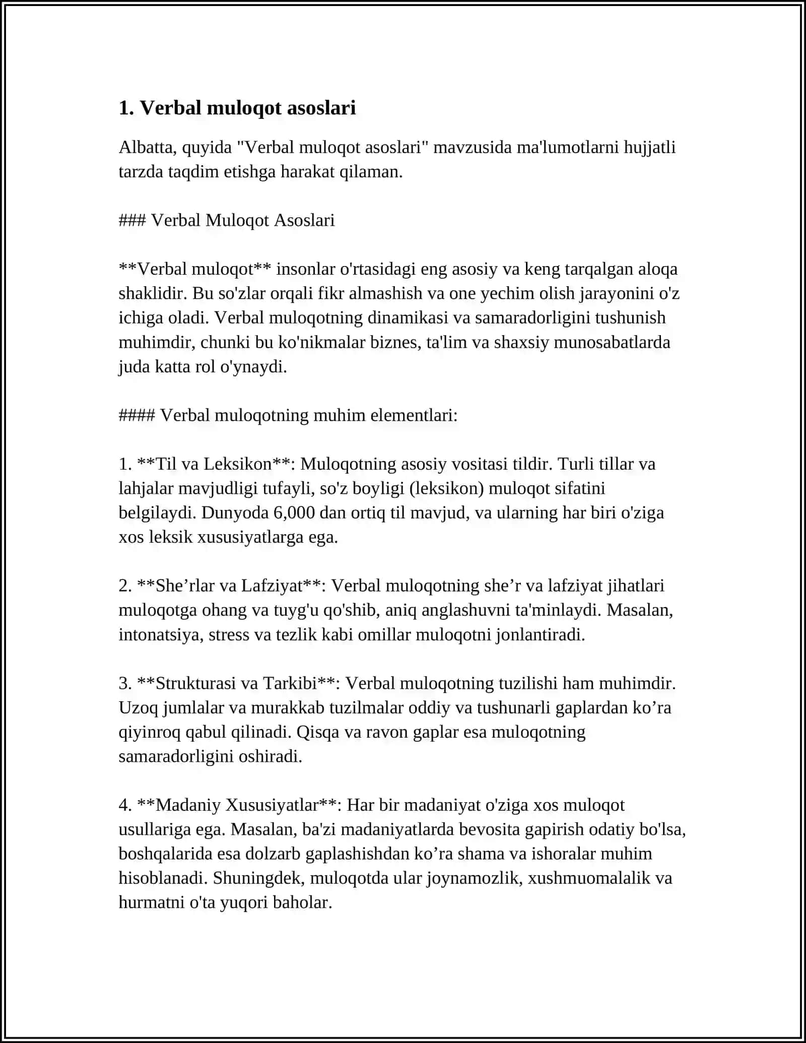 PATSEINT BILAN VERBAL VA NOVERBAL MULOQOT KO'NIKMALARI 3