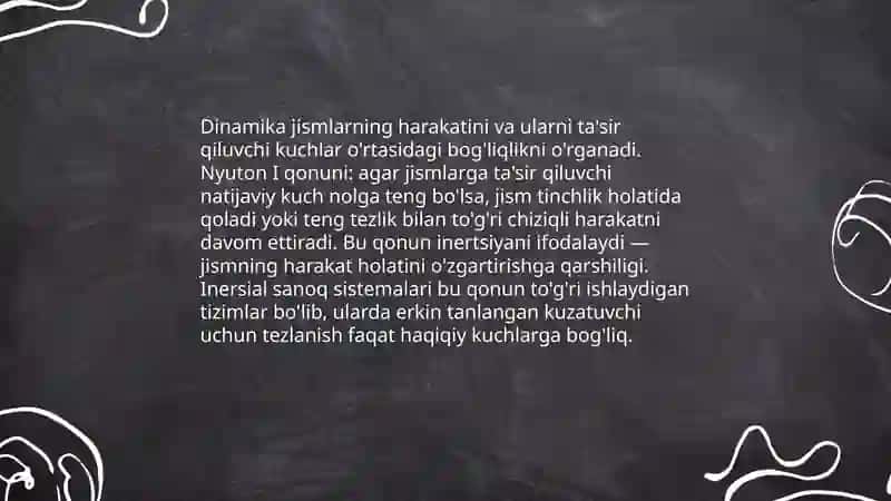 Dinamika va Nyuton I qonuni. Inersiyal sanoq sistemalari 3
