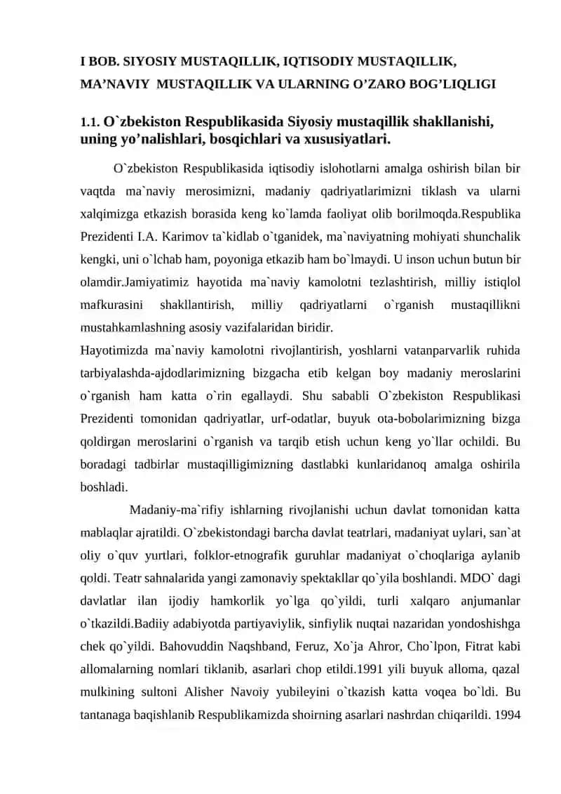 SIYOSIY MUSTAQILLIK, IQTISODIY MUSTAQILLIK,  MA’NAVIY  MUSTAQILLIK VA ULARNING O’ZARO BOG’LIQLIGI 3