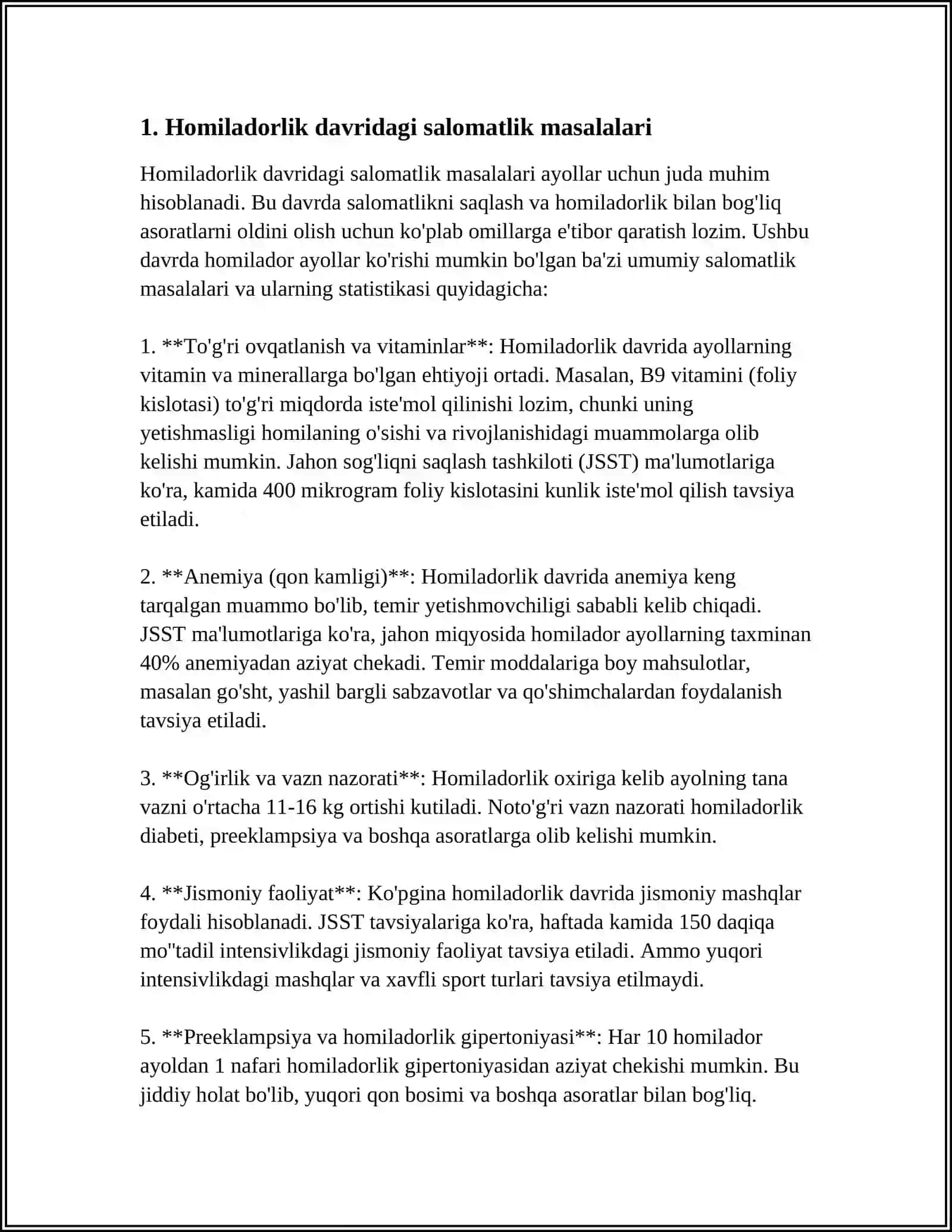 BEXAVOTIR ONALIK VA HOMILADOR AYOLLAR BILAN ISHLASH 3