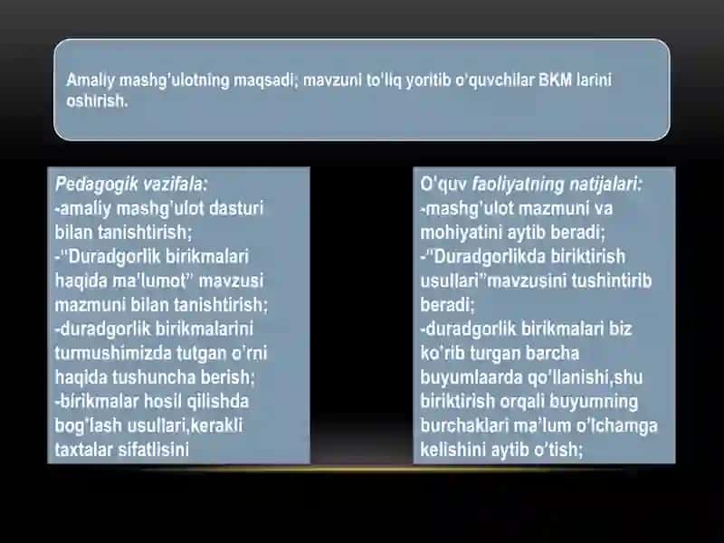Duradgorlik birikmalari to’g’risida ma’lumotlar 3