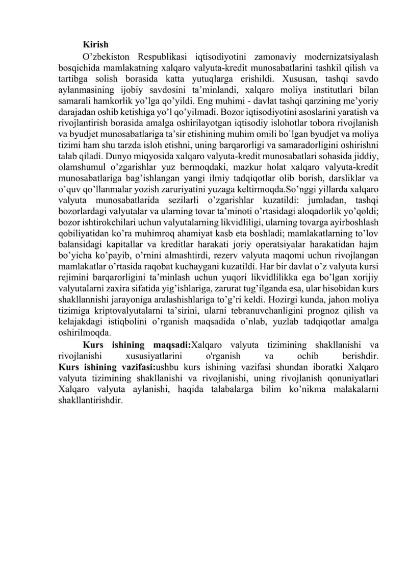 Xalqaro valyuta tizimlari va ularning o’zgarishi 3