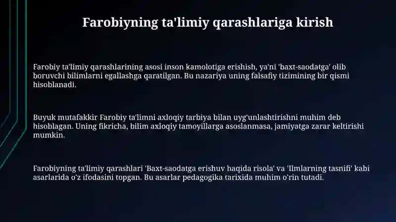 Abu Nasr Farobiynin pedagogik qarashlari 3