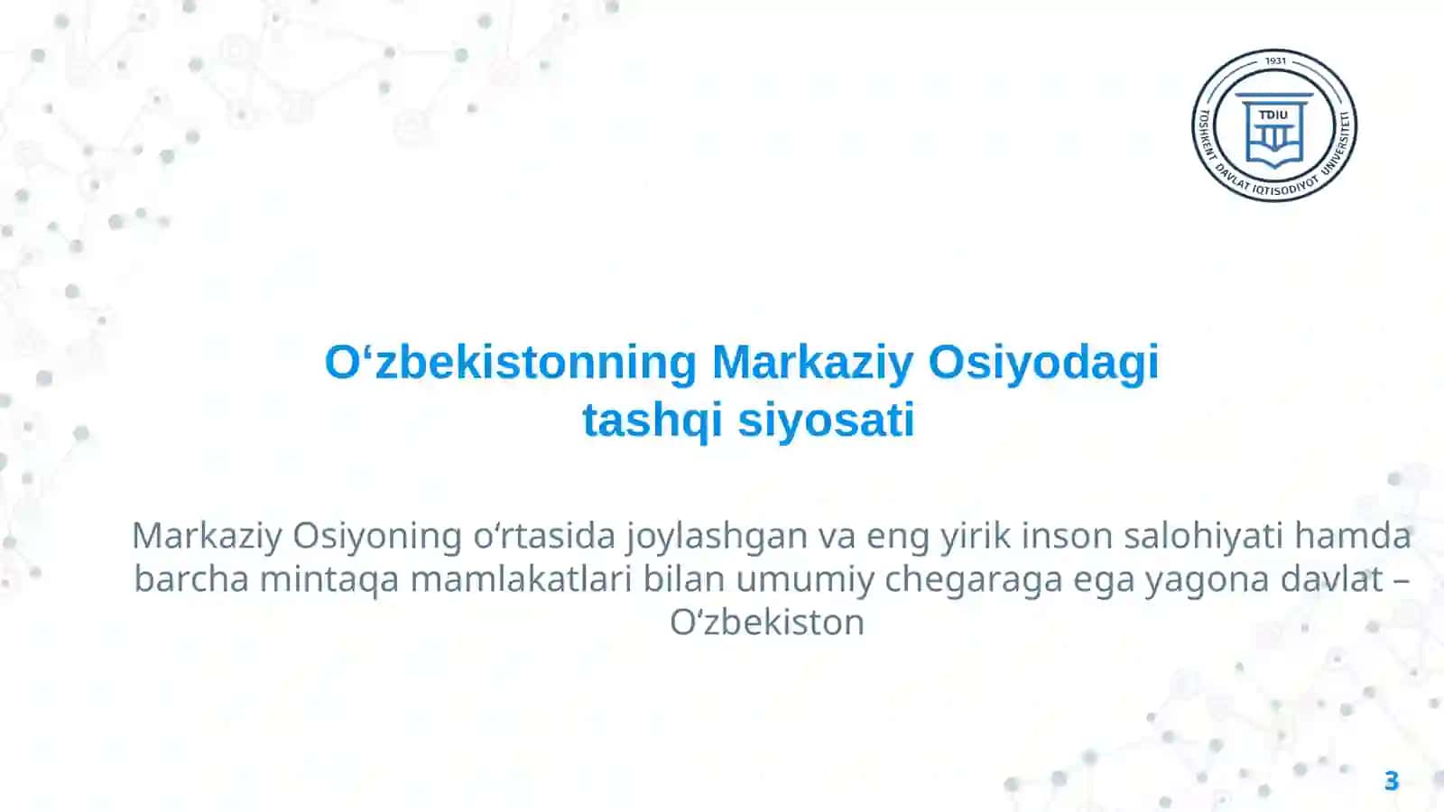 O‘zbekiston Markaziy Osiyoda tinchlik va barqarorlikni ta’minlashning o‘rni 3