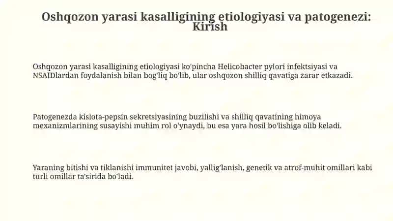 Oshqozon yara kasalligi etiopatogenezi 3