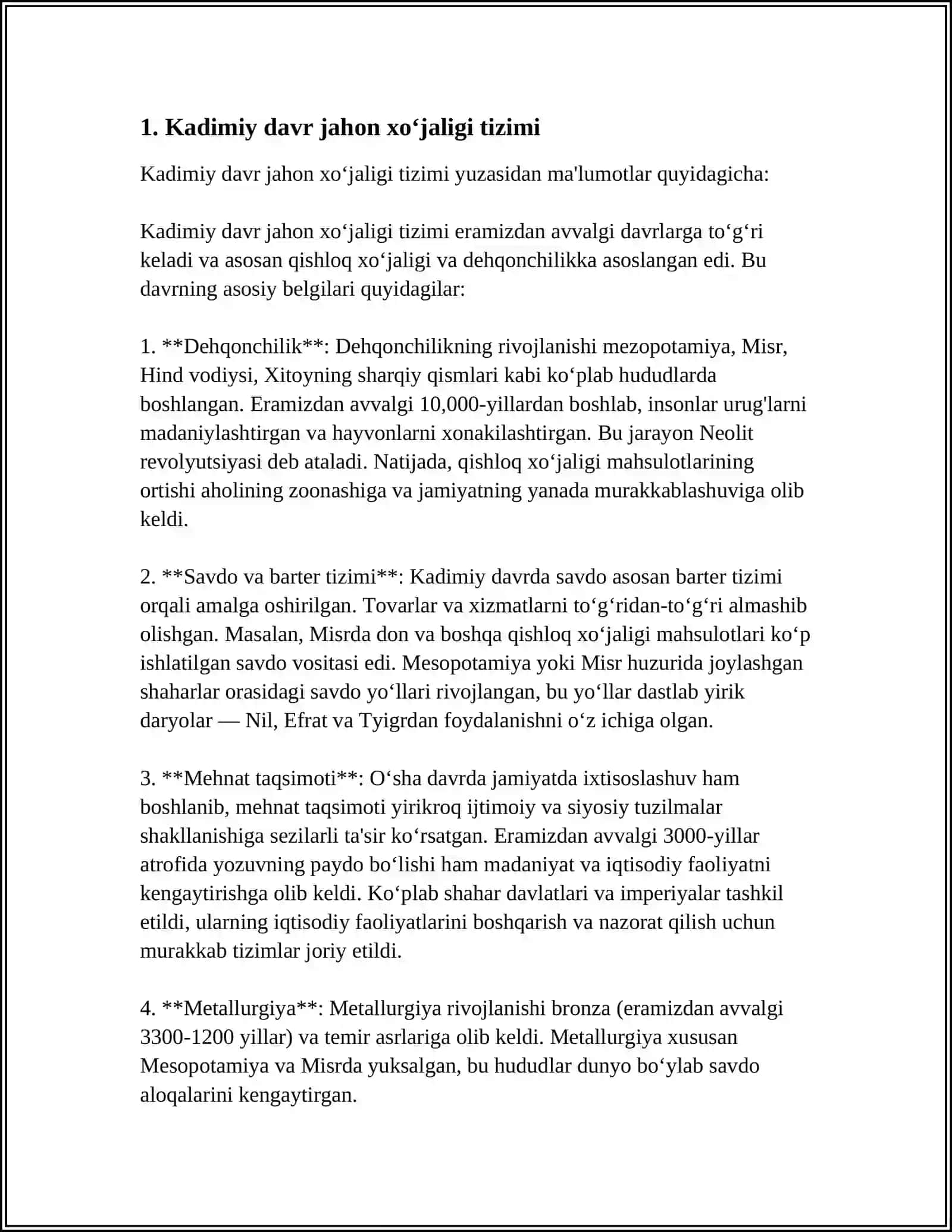 JAHON XOʻJALIGI TIZIMINING RIVOJLANISH BOSQICHLARI 3