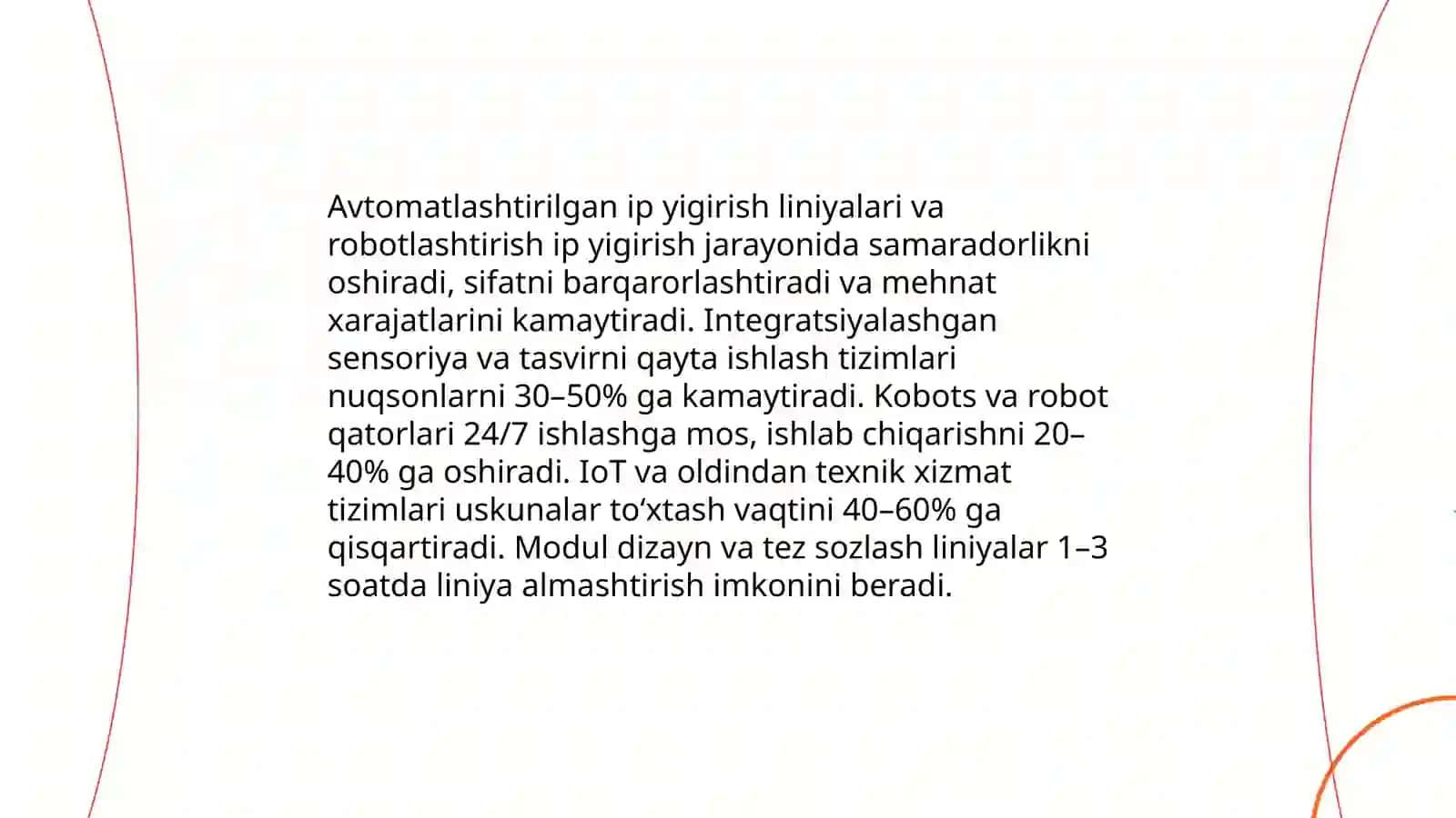 Avtomatlashtirilgan ip yigirish liniyalari va robotlashtirish 3
