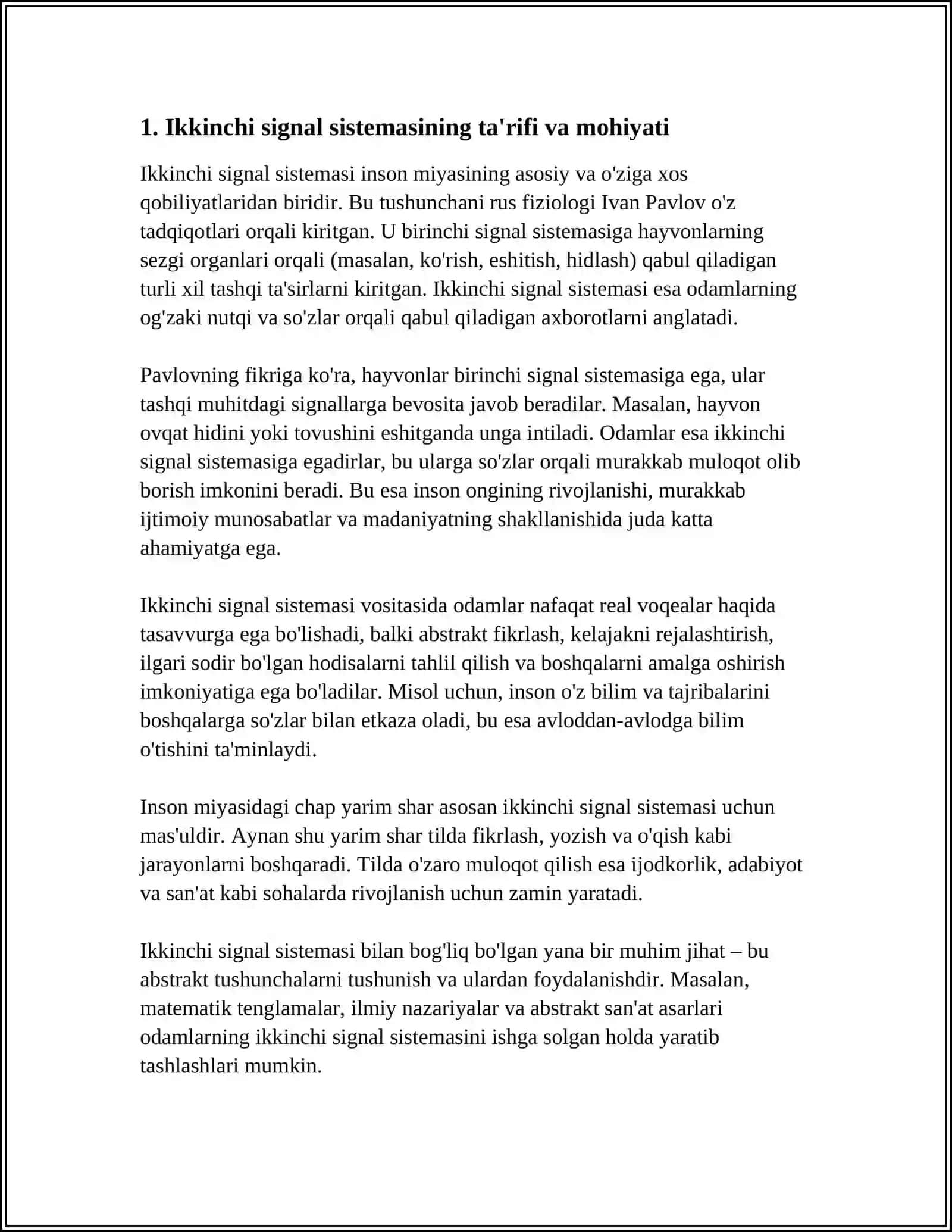 TAFAKKUR VA NUTQ UMUMIYLASHTIRILGAN HOLATI.IKKINCHI SIGNAL SISTEMASI 3