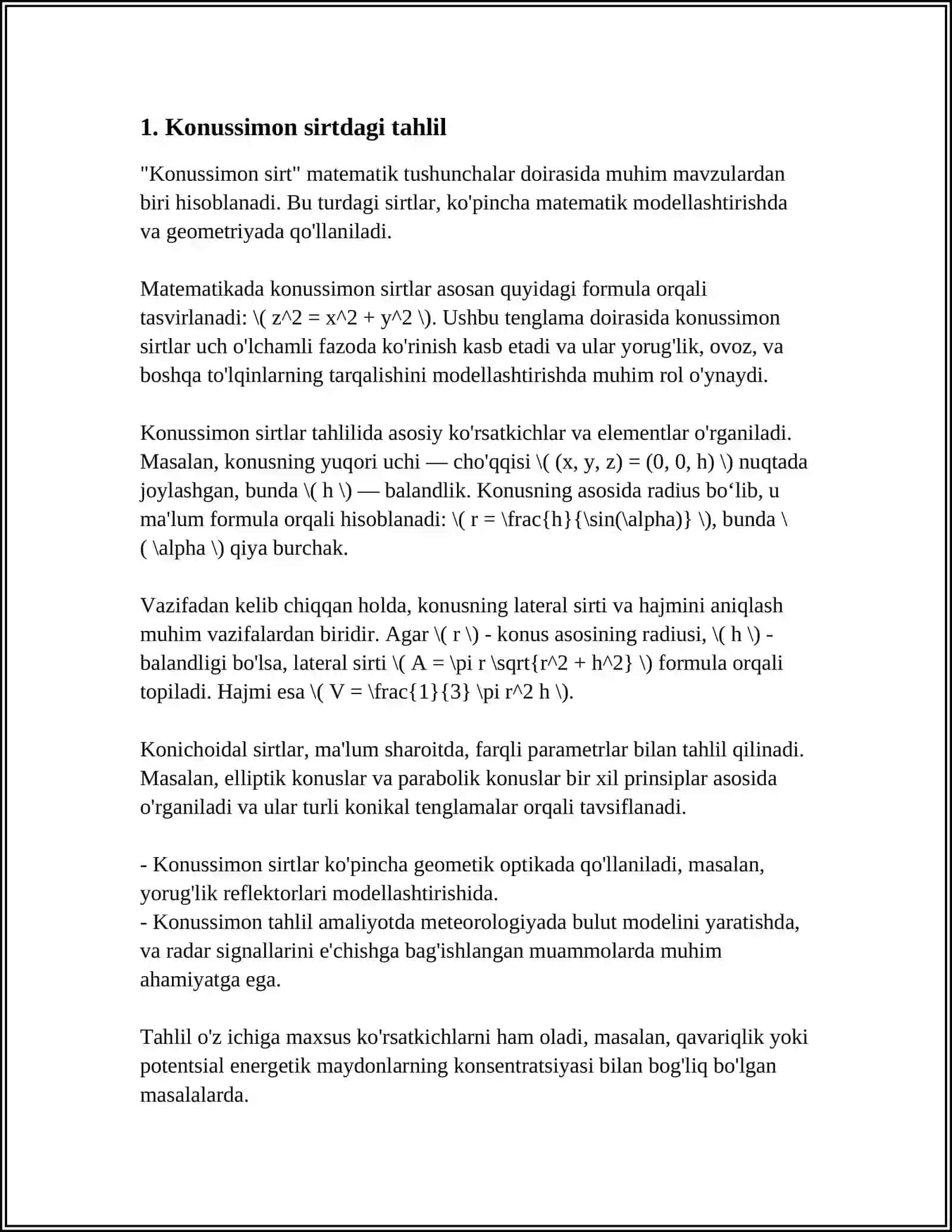 KONUSSIMON SIRTLAR.SFERA.AYLANISH SIRTLAR.IKKINCHI TARTIBLI SIRTLARGA DOIR MASHQLAR 3