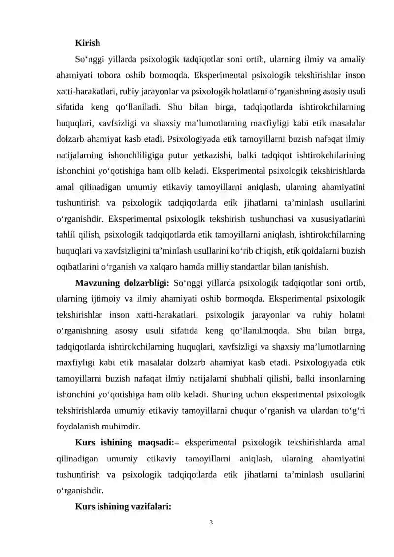 Eksperimental psixologik tekshirishlardagi umumiy etikaviy tamoyillar 3
