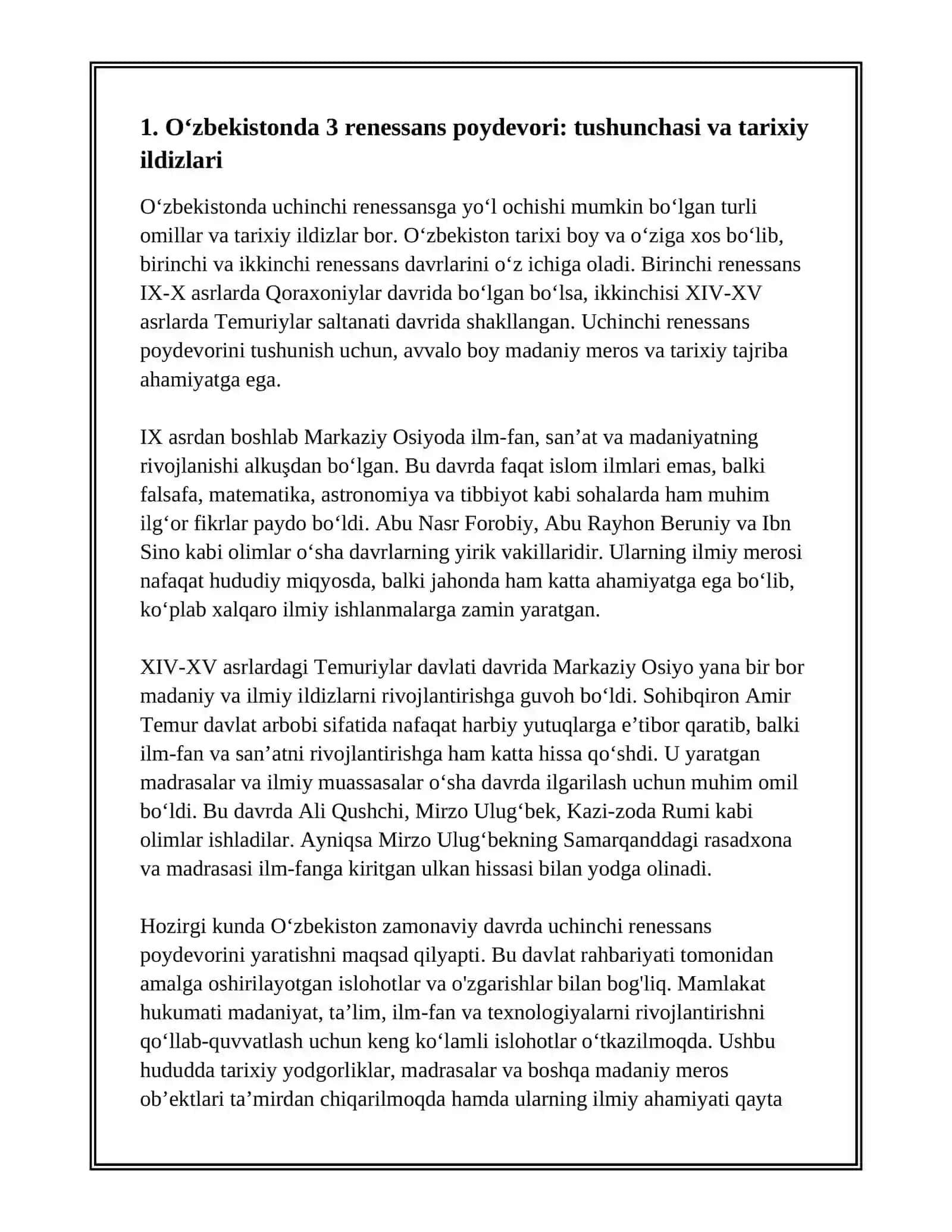 OʻZBEKISTONDA 3 RENESSANS POYDEVORI 3