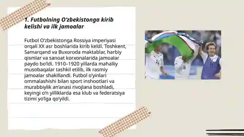 O‘zbek futbolining rivojlanish tarixi 3
