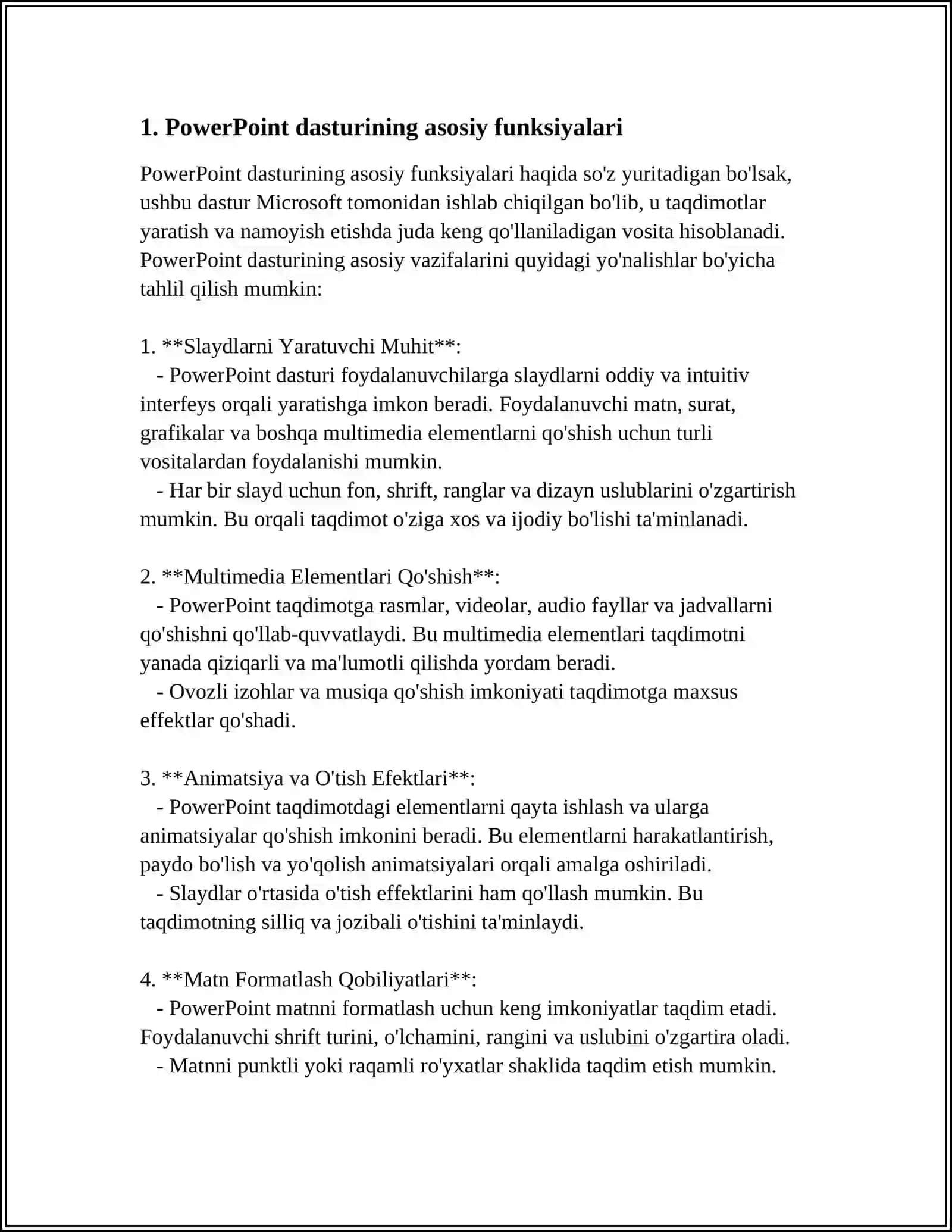 POWER POINT DASTURI IMKONIYATLARI 3