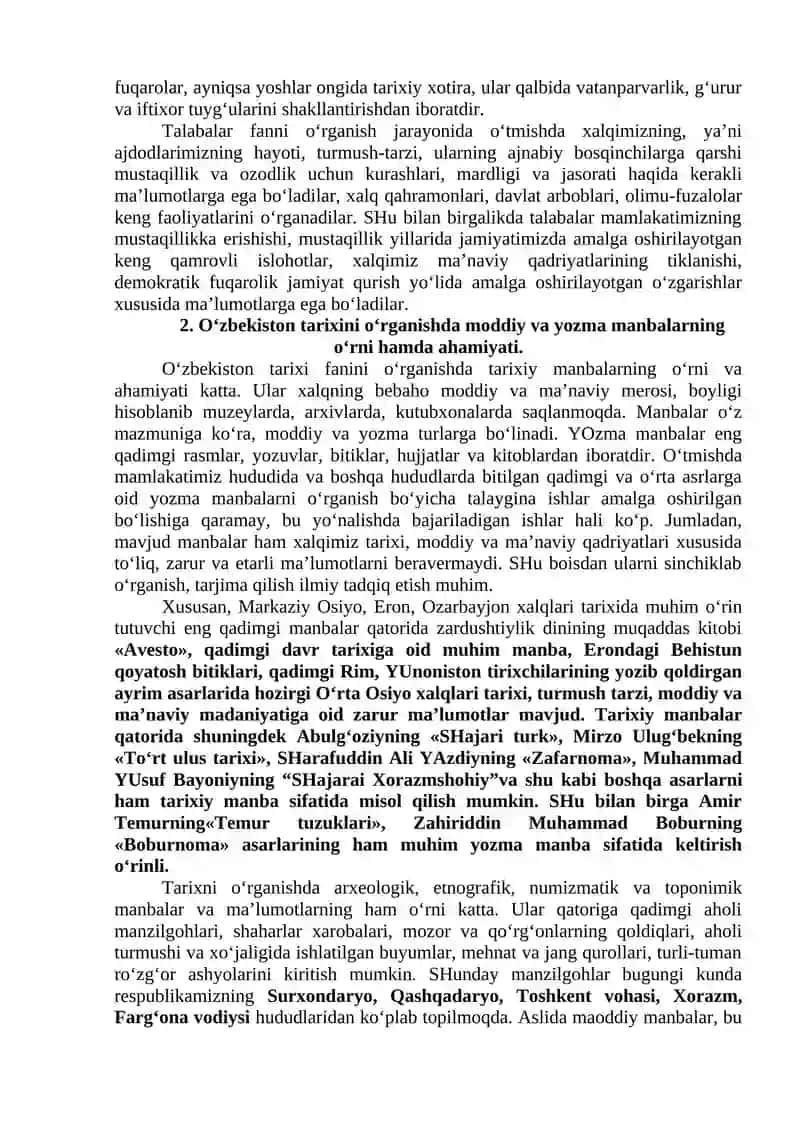 KIRISH.“O‘ZBEKISTONNING ENG YANGI TARIXI” O‘QUV FANINING PREDMETI, MAQSADI VA VAZIFALARI, NAZARIY-METODOLOGIK TAMOYILLARI. 3