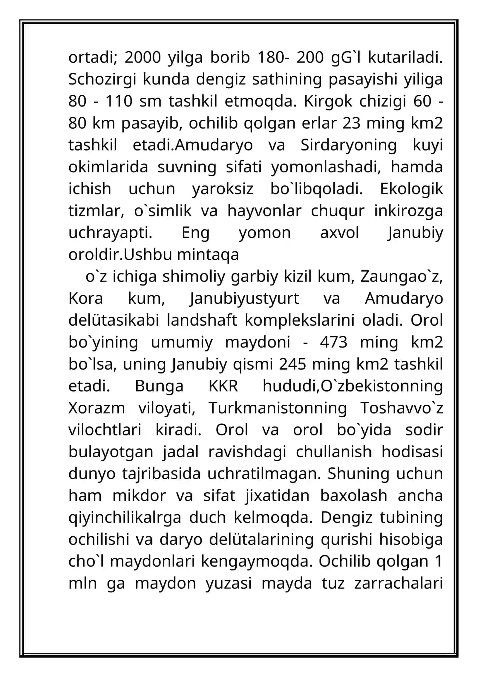 Orol dengizining ekologik ahvoli 3