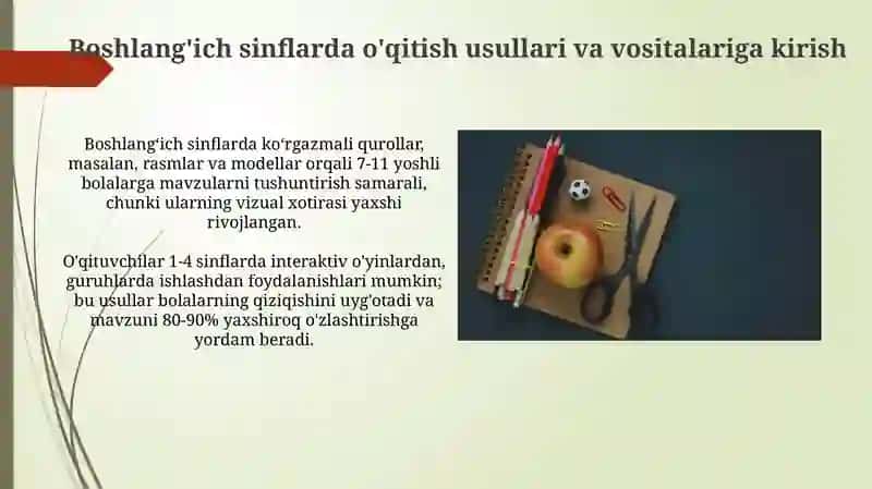 Boshlang'ich sinflarda ta'lim metodlari va vositalari 3