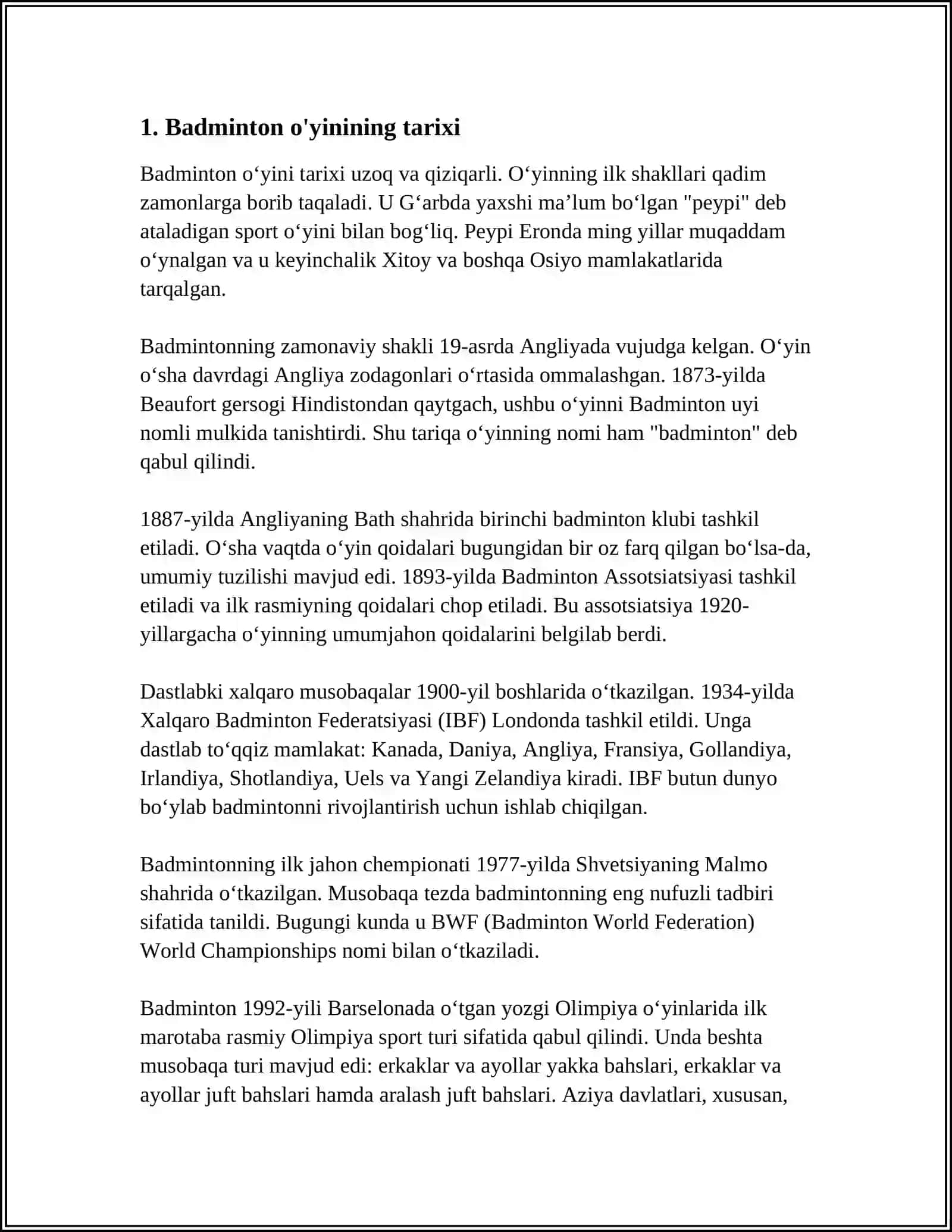 MUSTAQIL ISH JISMONIY TARBIYA FANIDAN MAVZUSI BADMINTON 3