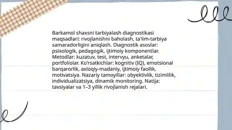Hozirgi kunda barkamol shaxsni tarbiyalash diagnostikasi 3