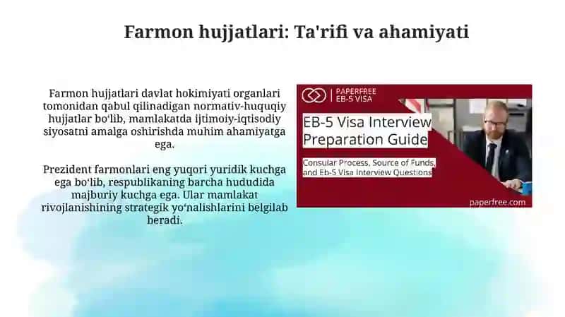 Farmoyish Hujjatlari va Tashkiliy Hujjatlar 3
