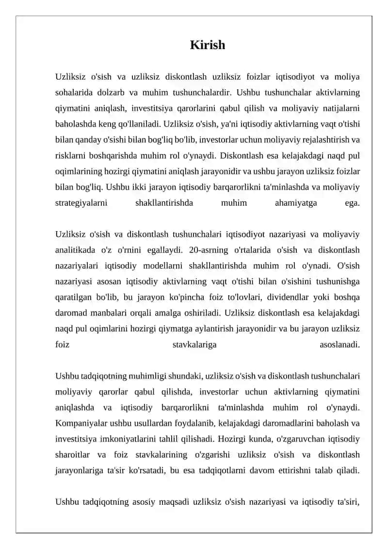 Uzliksiz o'sish va uzliksiz diskontlash uzliksiz foizlar 3