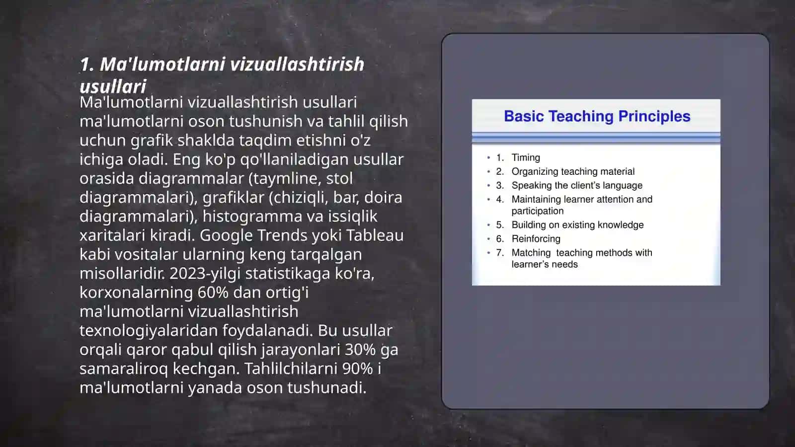 Ma'lumotlar bilan ishlash matematika o'qitish metodikasi 3