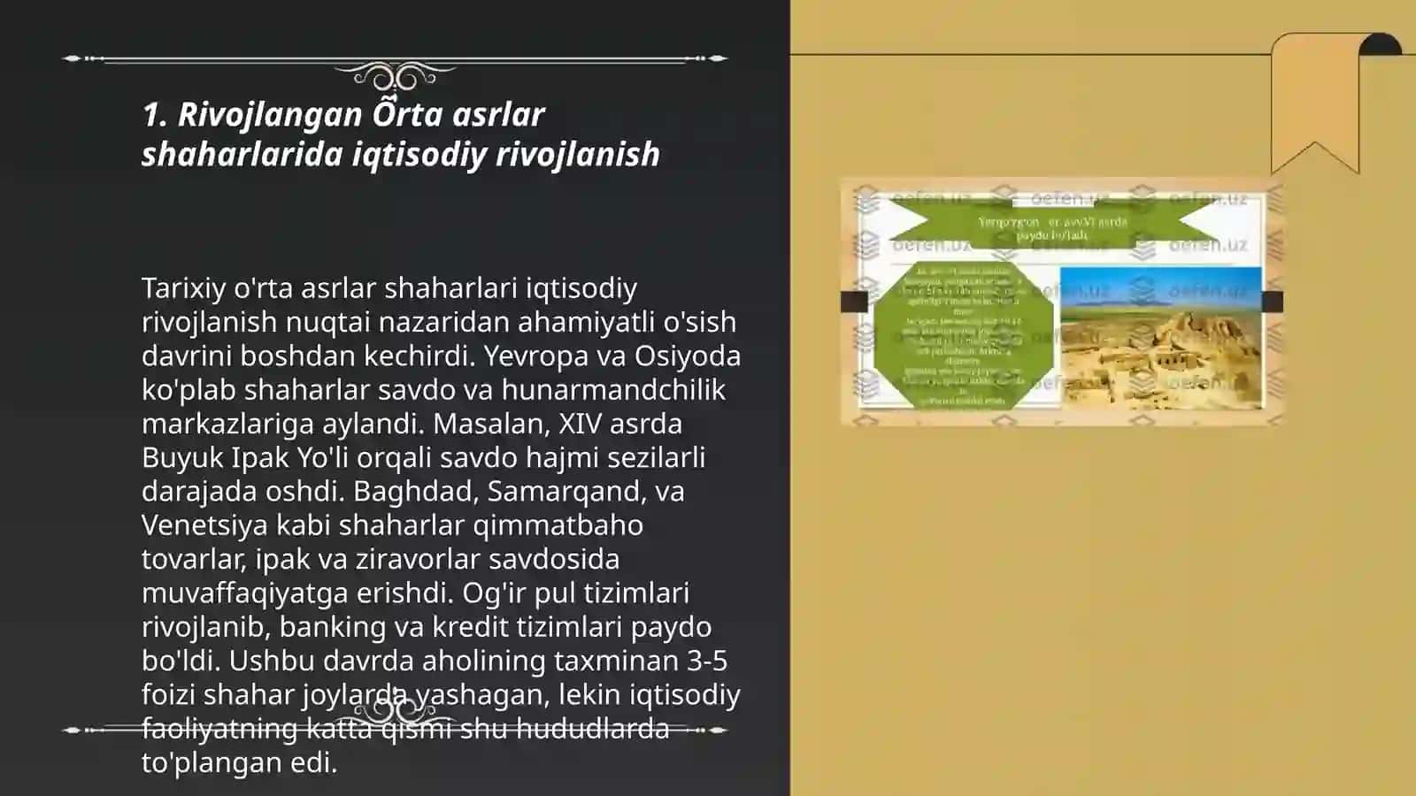 Rivojlangan Õrta asrlar davri shaharlarining shakllanishi va rivojlanishi 3