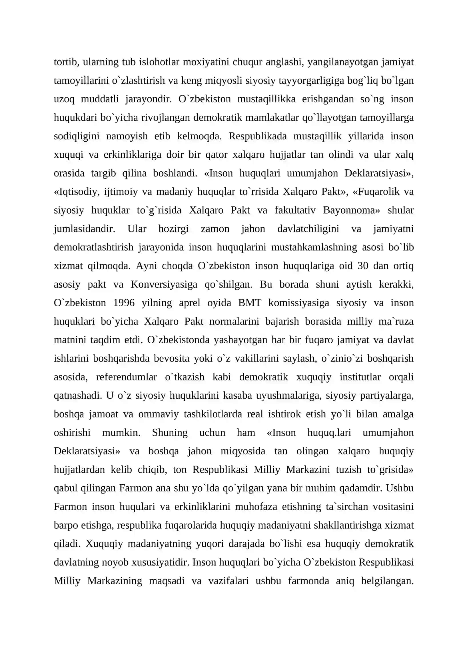 O`zbekistonda inson huquqlari va erkinliklari kafolatining yaratilishi 3