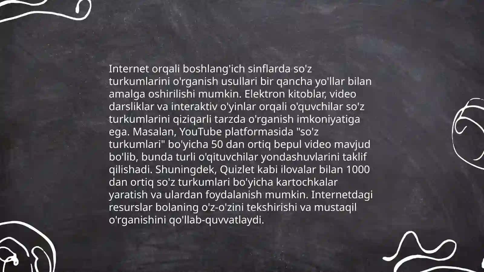 Internetdan boshlanģich sinflarda soz turkumlarini òrganishga oid ma'lumotlarni yiĝish 3