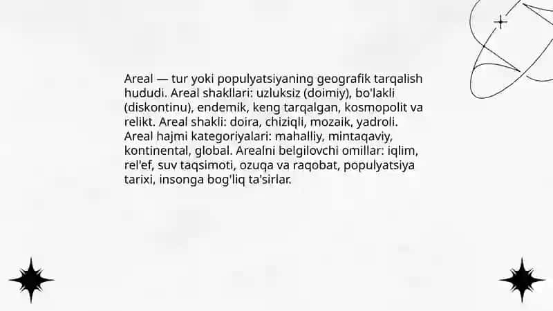 Hayvonlar tarqalgan areallar va ularning turlari 3
