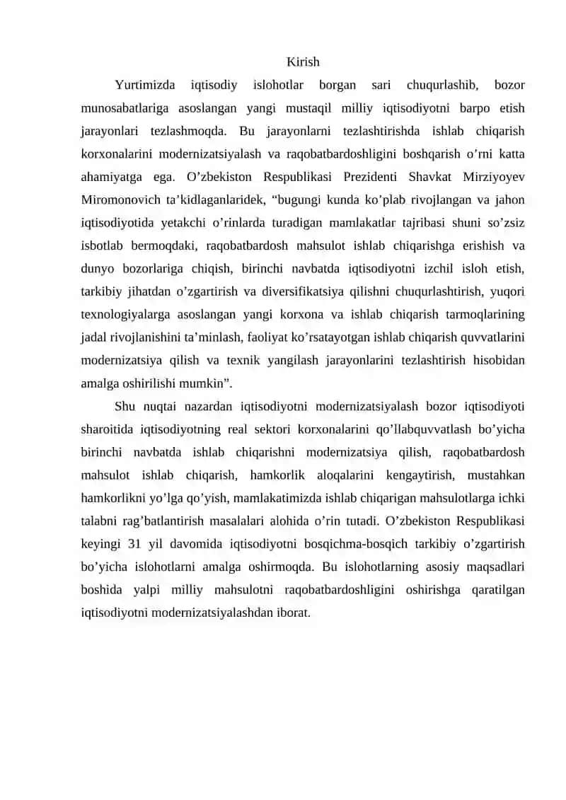 Korxonalar iqtisodiy salohiyati: tarkibi koʼrsatkichlar tizimi va samaradorligini tahlili 3