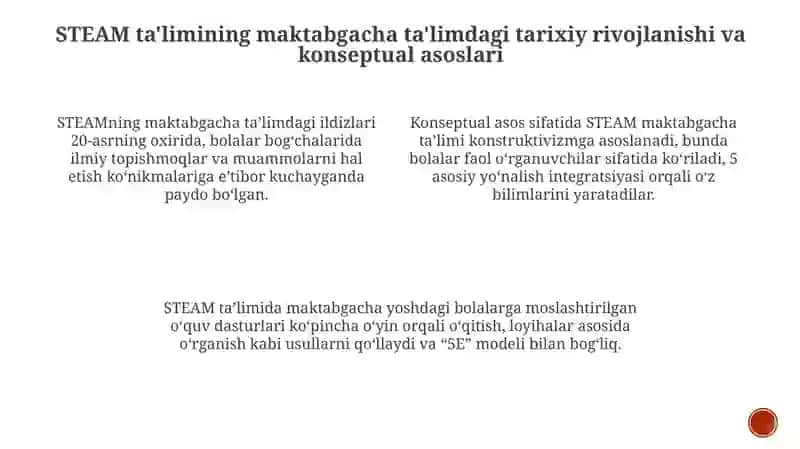STEAM ta’lim texnologiyasini maktabgacha ta’limda qollash bo’yicha xorijiy tajribalar 3