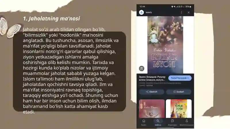 Erkin Vohidovning "Ruhlar isyoni"dostonining Jaholat to'g'risidagi rivoyati haqida 3