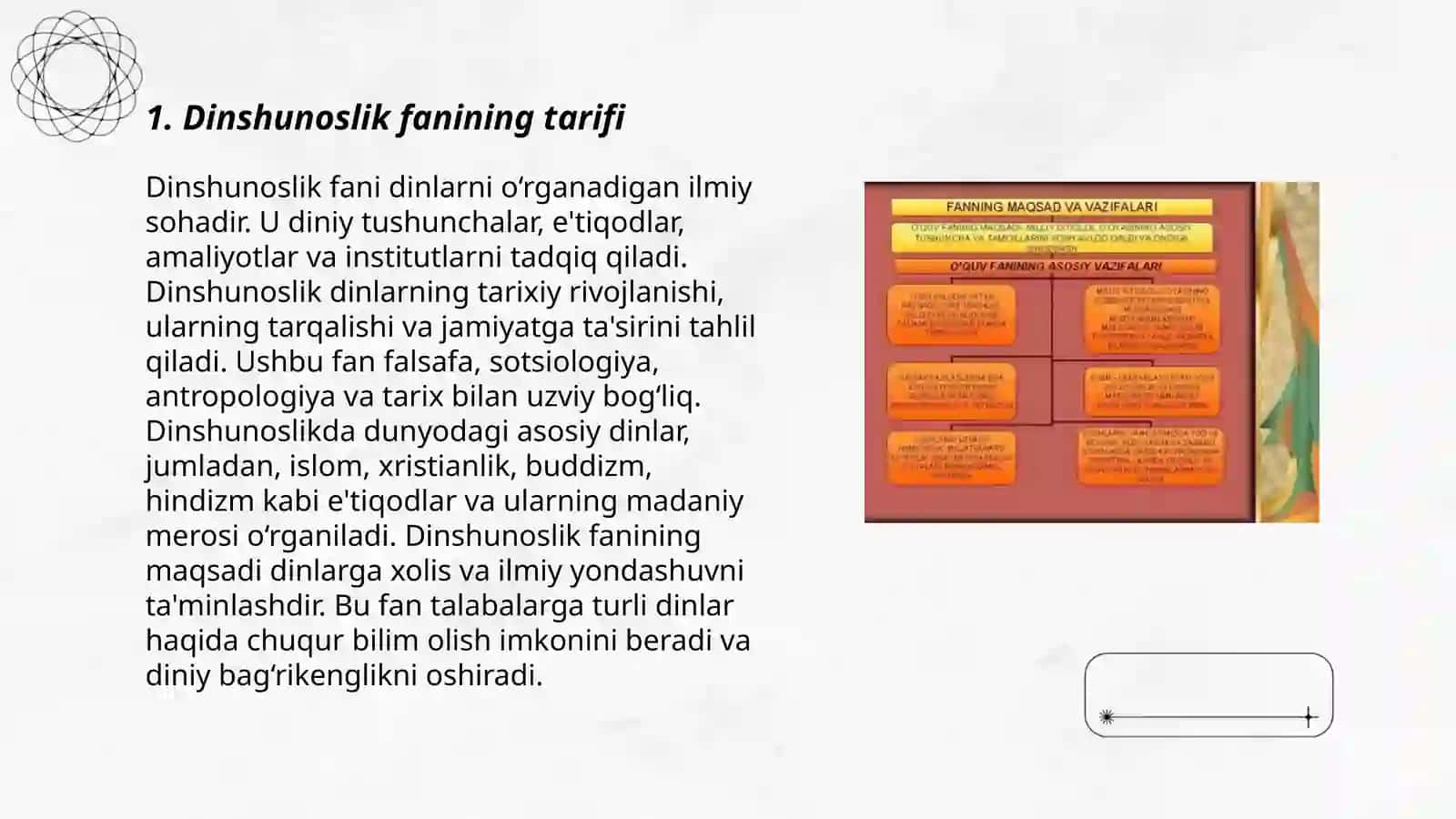 Dinshunoslik fanining predmeti,maqsadi va vazifalari 3